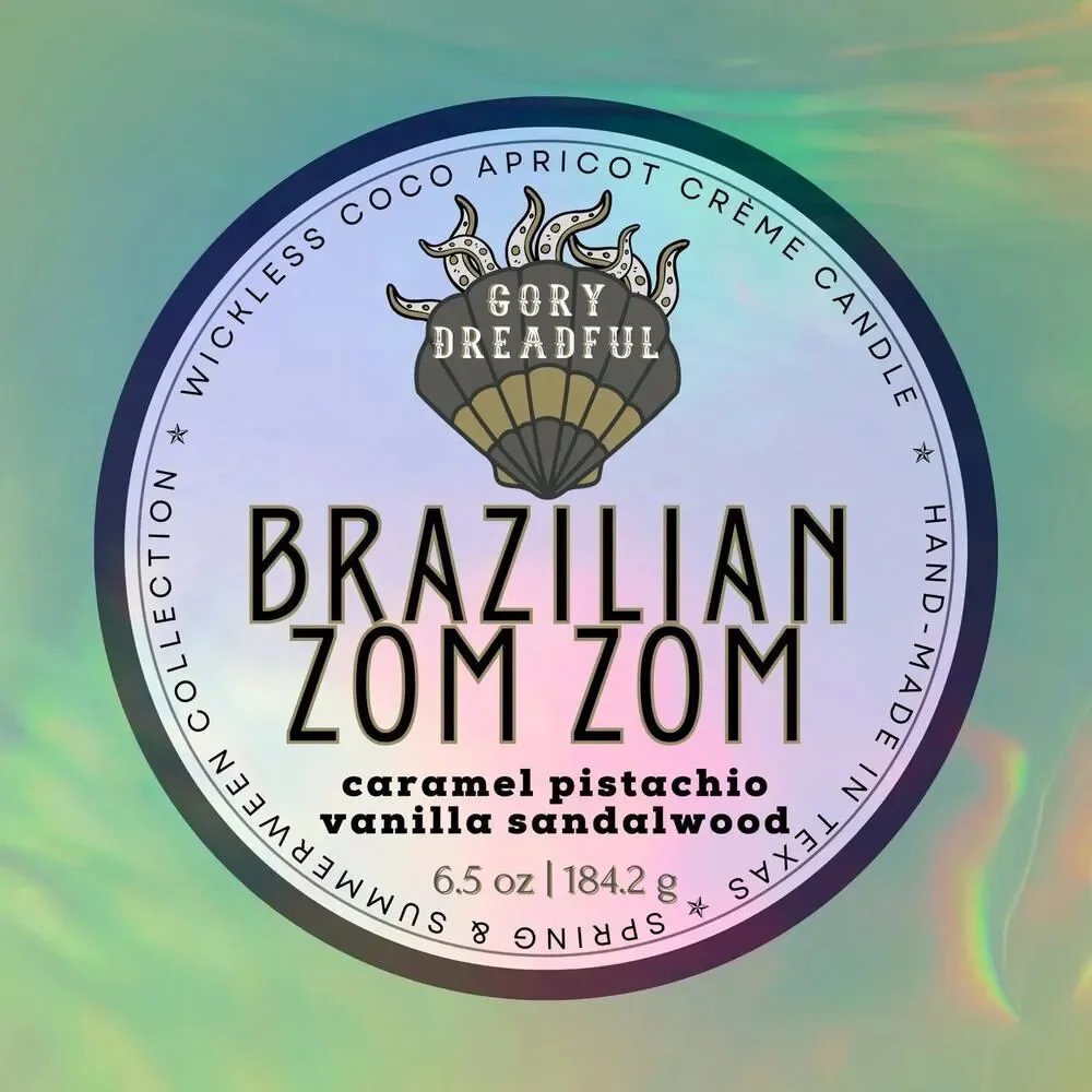 Brazilian Zom Zom Wickless Candle: Caramel Pistachio Vanilla Sandalwood Scent
